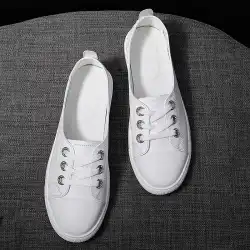 ファーストレイヤー牛革小さな白い靴女性のオールマッチインタイド2022フラットカジュアルシューズ浅い口の靴の新しい韓国語バージョン