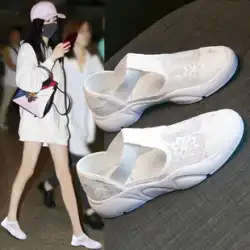 小さな白い靴の女性の2022年夏の新しいスリッポン厚底サンダル中空フィッシャーマンシューズ通気性のあるファッションフラットシューズ