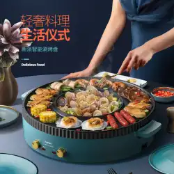アオラン多機能鍋鍋電気バーベキューオーブンオールインワンポット家庭用韓国式ローストパン焙煎兼用バーベキューグリル魚機