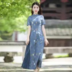 ベトナムのチャイナドレススカートは、アオザイの綿とリネンのドレスを改良した2022年夏の新しい若い高級気質スカート