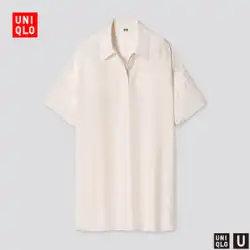 ユニクロ【協力UNIQLOU】レディースファンシーポロロングシャツ（半袖）437182
