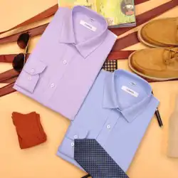 コンクビジネス長袖メンズシャツファインチェック柄シャツビジネスカジュアルシンプルでゆったりとした2色オプション