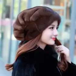 冬の耳の保護ミンクの帽子女性のミンクのベレットの毛皮の帽子全体のミンクのプリーツのバケツの帽子の毛皮暖かいミンクの毛皮の帽子