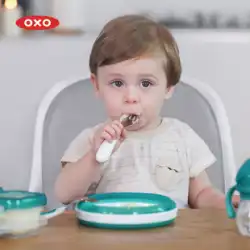 OXOAoxiuステンレス製フォークとスプーンセットベビーフードサプリメントスプーンフォーク子供たちが食卓を食べるトレーニングベビースペシャル