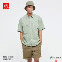 ユニクロ【デザイナー協力モデル】メンズルーズチェック柄ワークシャツ半袖フラワーシャツサマー451147