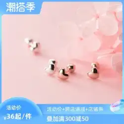 AiLuoqis925シルバーイヤリング女性韓国語版の3次元のシンプルな光沢のある愛とライトビーズ回転耳栓イヤジュエリー