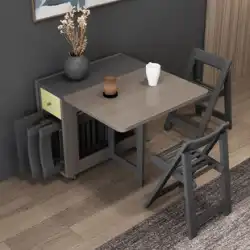 北欧の多機能折りたたみ式ダイニングテーブルと椅子の組み合わせモダンなミニマリストの小さなアパート家庭用ダイニングテーブルシンプルなダイニングテーブル無垢材の椅子