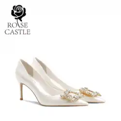 同じバラの城のショッピング モールの結婚式の靴の女性のブライダル シューズ メインのウェディング ドレスの白いハイヒールのラインストーンのドレスの単一の靴