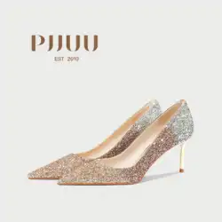pjjuu クリスタルの靴フランスのハイヒールの結婚式の靴女性 Hexiu のウェディングドレス 2 摩耗ブライダル靴 2022 新しい結婚式の靴