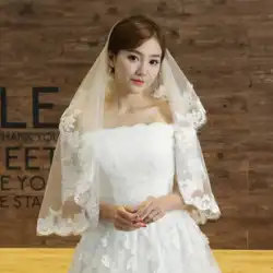 ブライダルベール韓国レースベールロングソフトショートウェディングウエディングベール新テール韓国頭飾り白人女性