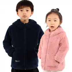 アウトドアフリースジャケット男の子と女の子カーディガンフード付きセーター両面ベルベットソフトシェルジャケット厚く暖かい豪華なジャケット