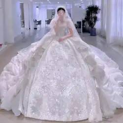 宮殿スタイルのウェディングドレス 2022 新しい花嫁フレンチ高精細重工業高級後続高品質テクスチャメイン糸 2021