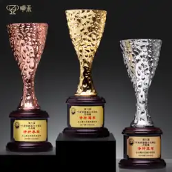 Zhuohe ゴールド シルバー ブロンズ トロフィー カスタム クリエイティブ ピュア メタル ソリッド ウッド ベース カスタム ゴルフ バスケットボール 名誉 トロフィー