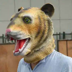 ハロウィン ラテックス ビッグ タイガー マスク 全身 怖い 面白い 動物 ラテックス ヘッドギア ステージ パフォーマンス用品