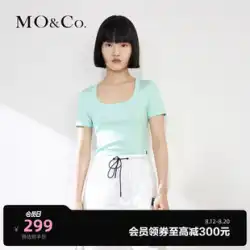 MOCO22 夏新作 大きめU字スクエアカラー ボトムス 半袖Tシャツ MBB2TEE018 トップス モアンケ