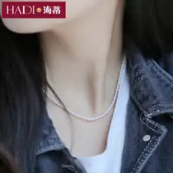 ハイジポケットグレア淡水小さな真珠のネックレス diy 18 18k ゴールド気質鎖骨チェーン女性フレンチギフト本物