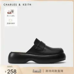 中割 CHARLES&amp;KEITH 婦人靴 CK1-71900003 厚底 ラウンドトゥ ミドルヒール ミュラーシューズ