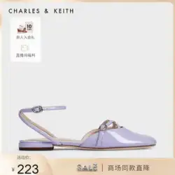 中割 CHARLES&amp;KEITH 婦人靴 CK1-70900350 クロス 明るいローヒールサンダル