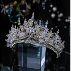 花嫁の王冠の頭飾り大気クリスタルクラウン韓国 2022 新しい結婚式の結婚式のアクセサリー黄金の髪の王冠
