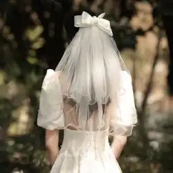 ベール 2022 新しいヘッドギア 花嫁 メイン 結婚式の写真の小道具 証明書 結婚 フランスのプロポーズ 白い弓