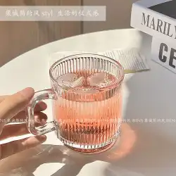 エクスポート＆韓国インスタイル ニッチガラスマグ マグカップ 耐熱 朝食 ミルクカップ ラテ コーヒーカップ 水カップ