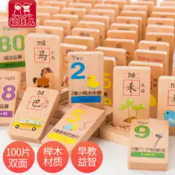 ブナ材認識デジタル漢字ドミノ幼稚園 3 から 6 歳の子供の知育玩具リテラシービルディングブロック