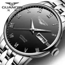 本物の Guanqin 腕時計メンズ防水機械式時計自動スチールベルト中空潮発光ブランドビジネスメンズ腕時計