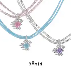 YVMIN 妖夢リップルシリーズ 2022年春夏新作 不整脈宝石液化ペンダント 多色二層ネックレス