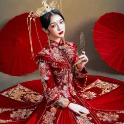 Xiuhe 服 2022 新夏の結婚式のブライダル服中国のウェディングドレスショー着物女性プラスサイズのドラゴンとフェニックスガウン Xiuhe