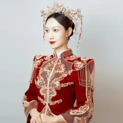 Xiuhe 服 2022 新しい結婚式中国ブライダル服龍と鳳凰ガウンのウェディングドレス鳳凰王冠 xiapi ウェディングドレスハイエンドスリム夏