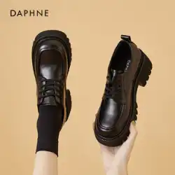 Daphne英国の小さな革の靴は、すべての女性の靴にマッチします2022春と秋の夏のラウンドトゥシングルシューズは、厚い底のローファーの女性を高めました