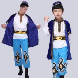子供の新疆パフォーマンス衣装少数民族衣装ダンス衣装カザフ語ウイグル衣装長袖男性