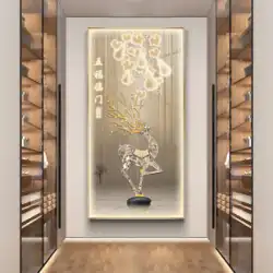 現代のポーチ装飾画床から天井までの大気吊り下げ絵画LEDランプ絵画垂直クリスタル磁器絵画ライト高級廊下通路壁画