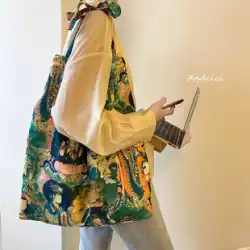 ANDCICI 不思議な仏教少女 レトロ キャンバスバッグ レディース ショルダーバッグ 大容量 トートバッグ ショッピングバッグ スクールバッグ