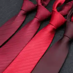 韓国語バージョンの正装赤いネクタイの結婚式の男性新郎 8 センチ怠惰なワンプル結婚プロのビジネス蝶ネクタイストライプ