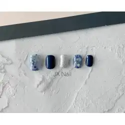 Xiaohongshu マニキュアピース完成ブルー汚れシェル明るい粉末手作り光線療法着用ネイル偽ネイルステッカー白ショート