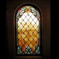 教会のガラス壁画 ガラスポーチ パーテーション ステンドグラス 天井 ステンドグラスのドアと窓 象眼細工 アメリカンスタイル