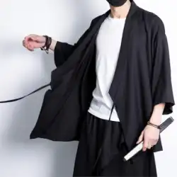ヴィンテージローブ男性の中国風の男性の夏の韓服の羽織ジャケット国家潮シャツアイスシルク剣道服