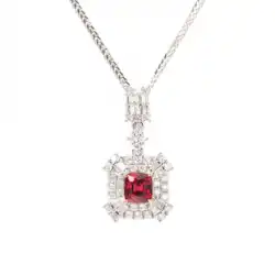 Futai Jewelry 0.59ct レッドスピネル 18金 ダイヤモンド ペンダント フェス レディース チェーンなし着用