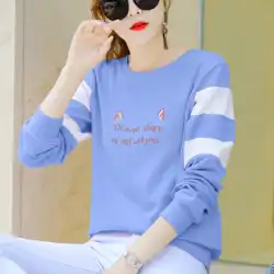 綿長袖 tシャツの女性の秋服 2022 新しい韓国のゆるい秋服トレンディな女性の春と秋モデル