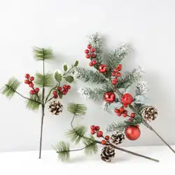 クリスマス小物 オーナメント クリスマス飾り 挿し木 赤い実 松ぼっくり 松の枝 花 松葉 挿し木 クリスマスツリー デコレーション用品