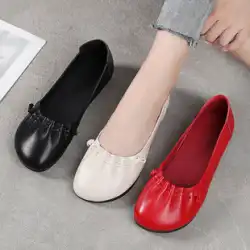 Doudou 靴の女性の 2022 新しい平底疲れない足の女性の靴ソフト底革シングル シューズ春と秋の母の靴カジュアル レザー シューズ