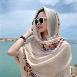 エスニック スタイル夏日焼け止め砂漠旅行ショール海辺ビーチ シルク スカーフ薄い休日スカーフ ショール赤女性