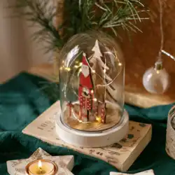 ジュハン クリスマス スノーグローブ ナイトライト デコレーション ガラスシェード 照明 トナカイ クリスマスツリー お祝いの雰囲気