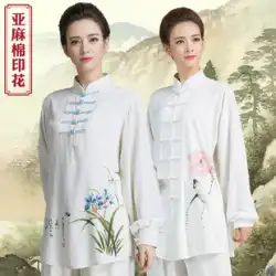 古韻中国の麻の綿の半袖の新しいハイエンドの綿と麻の太極拳の服の女性の夏の通気性のトレーニング服の女性の中国風
