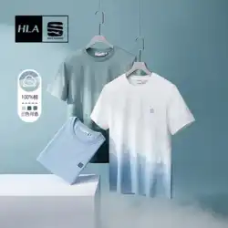 HLA/ハイランハウスジェイチョウと同じ半袖Tシャツ22夏新作刺繍グラデーションコットンラウンドネックシャツメンズ