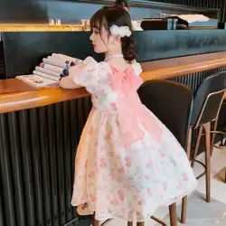 女の子の夏のドレス 2022 新しい韓国語バージョンの西洋風の子供の夏のスカートの女の子の大きな子供の王女のスカートの潮