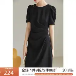 Fansi Lanen 22FS2038 黒のスリムなドレスの女性の夏のヘップバーン スタイルの気質ウエスト美しい小さなスカート