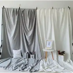 ネットレッドライブルームイングレーと白の写真の背景布写真撮影の小道具衣料品店ぶら下げ壁の装飾カーテンカーテン