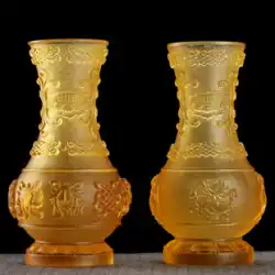 圓通仏 8つの縁起の良いガラスの観音花瓶 仏の前に花瓶 蓮の花 仏の花瓶 家庭用